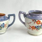Sugar Bowl & Creamer Lustreware Hand Painted Made in Japan Seiei & Co. Vintage 1940s