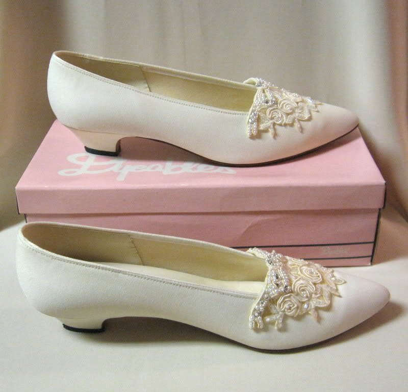 Cream Color Champagne Fancy Beaded Sequins Shoes Size 9 1/2 B Made By