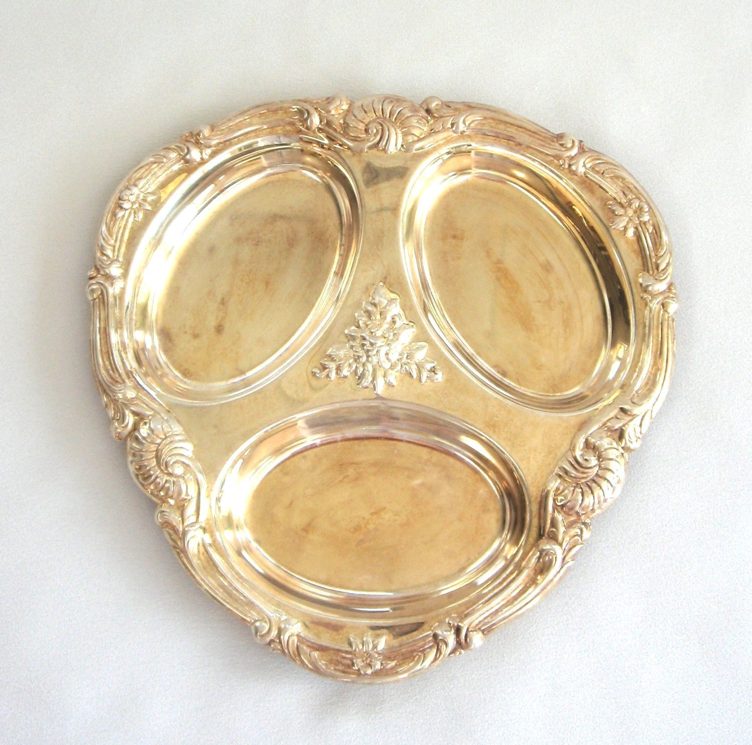 Set of Silver Serving Trays Platters Fancy Ornate Design Vintage 1960s