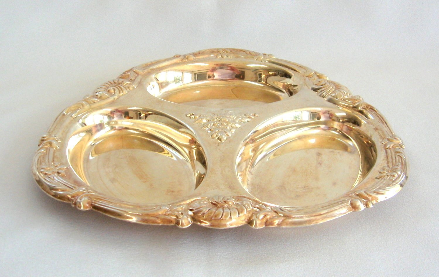 Set of Silver Serving Trays Platters Fancy Ornate Design Vintage 1960s