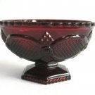 Red Glass Pedestal Bowl 1876 Cape Cod Pattern Wheaton Glass Co. Avon Vintage