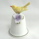 Yellow Bird Raised Flower Hand Painted Fine Quality Porcelain Bisque Bell By Lego Vintage