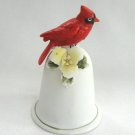 Red Cardinal Bird with Raised Flower Porcelain Bisque Bell By Lego Fine Quality Vintage 1960s