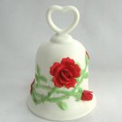 Fancy Raised Red Rose Porcelain Ringing Bell By Enesco Vintage 1989 Fancy Raised Red Rose Porcelain Ringing Bell By Enesco Vintage 1989