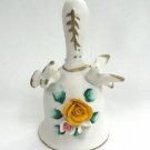 Porcelain Bisque Doves Birds Raised Flower Dinner Ringing Bell Hand Painted Vintage 1970s Porcelain Bisque Doves Birds Raised Flower Dinner Ringing Bell Hand Painted Vintage 1970s