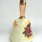 Hand Painted Pink Yellow Flower Porcelain Bell By Design Brinn's Pittsburgh PA Japan Vintage 1950s