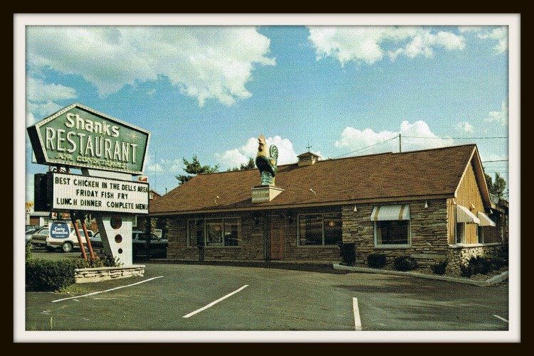 Shanks Restaurant Lake Delton Wisconsin Dells Postcard Vintage 1960s