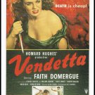 1950 Howard Hughes Vendetta Movie Poster Large Postcard The Great Trash Films Vintage 1989