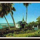 Hawaii Blue Church of St. Peter's By The Sea Kahaluu Beach Postcard Vintage 1950s