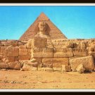 Egypt Giza The Great Sphinx Pyramid of Kephre Postcard Vintage 1950s