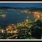 Hong Kong Bird's Eye View Tsimshatsui Kowloon At Night Postcard Vintage 1950s
