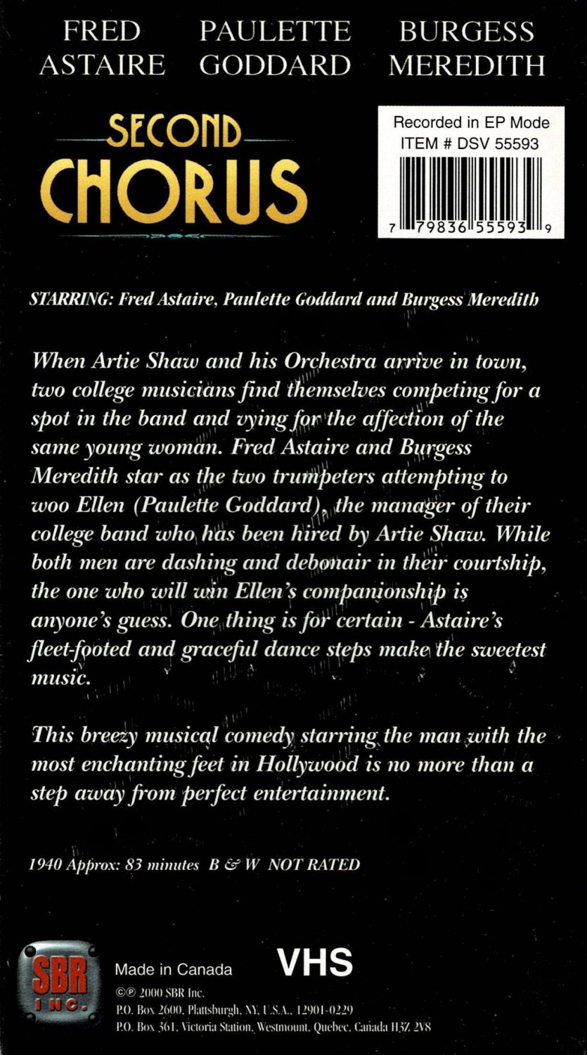 Second Chorus Movie Fred Astaire Paulette Goddard Burgess Meredith