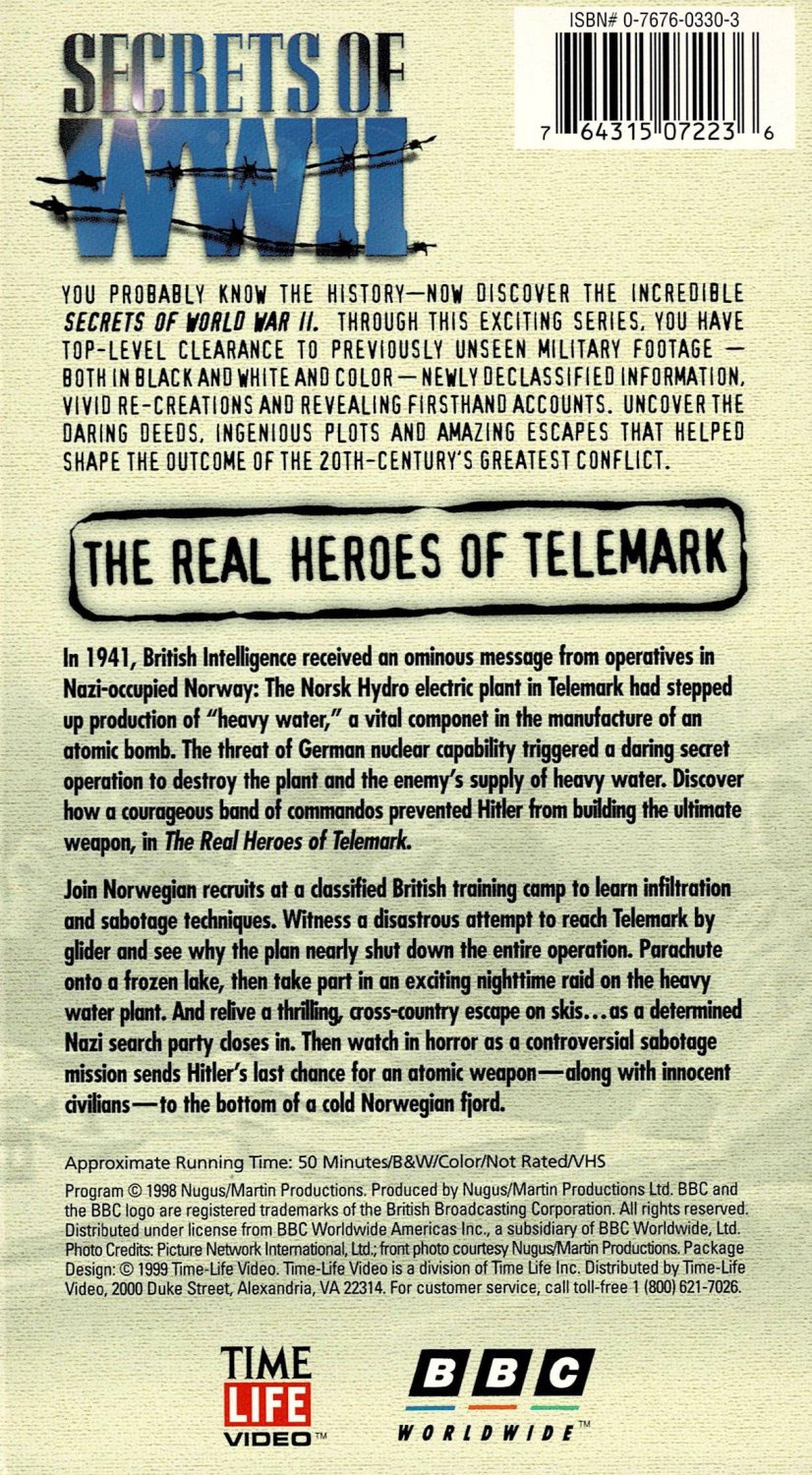 Secrets of WWII The Real Heroes of Telemark World War 2 Documentary VHS Video RARE