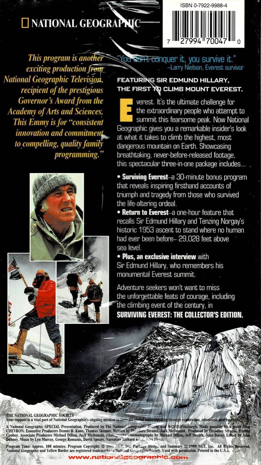 Surviving Everest Sir Edmund Hillary National Geographic Collectors Ed