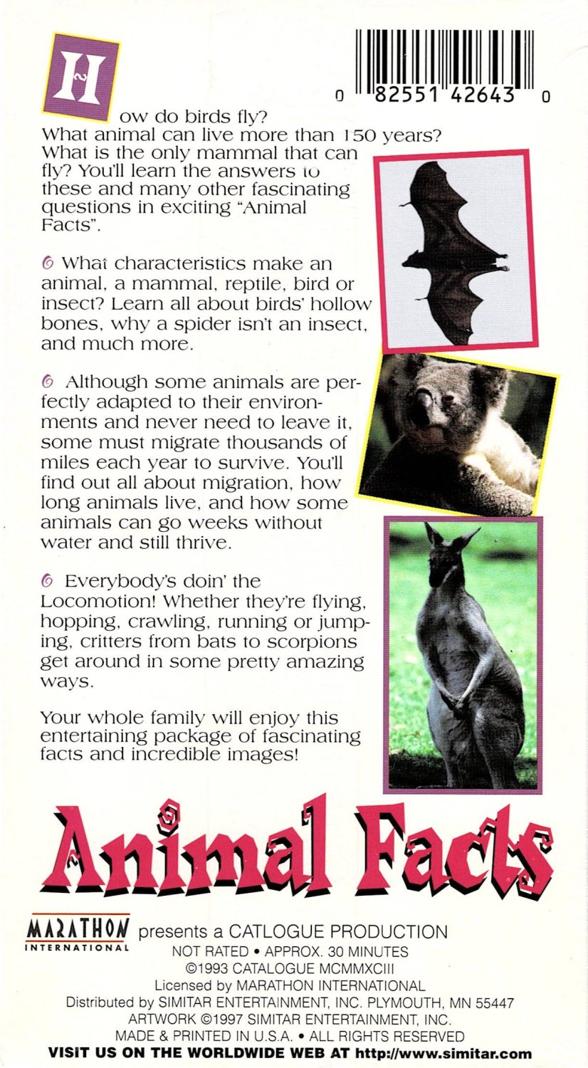 The Wonderful World of Animals Documentary Animal Facts VHS Video NEW
