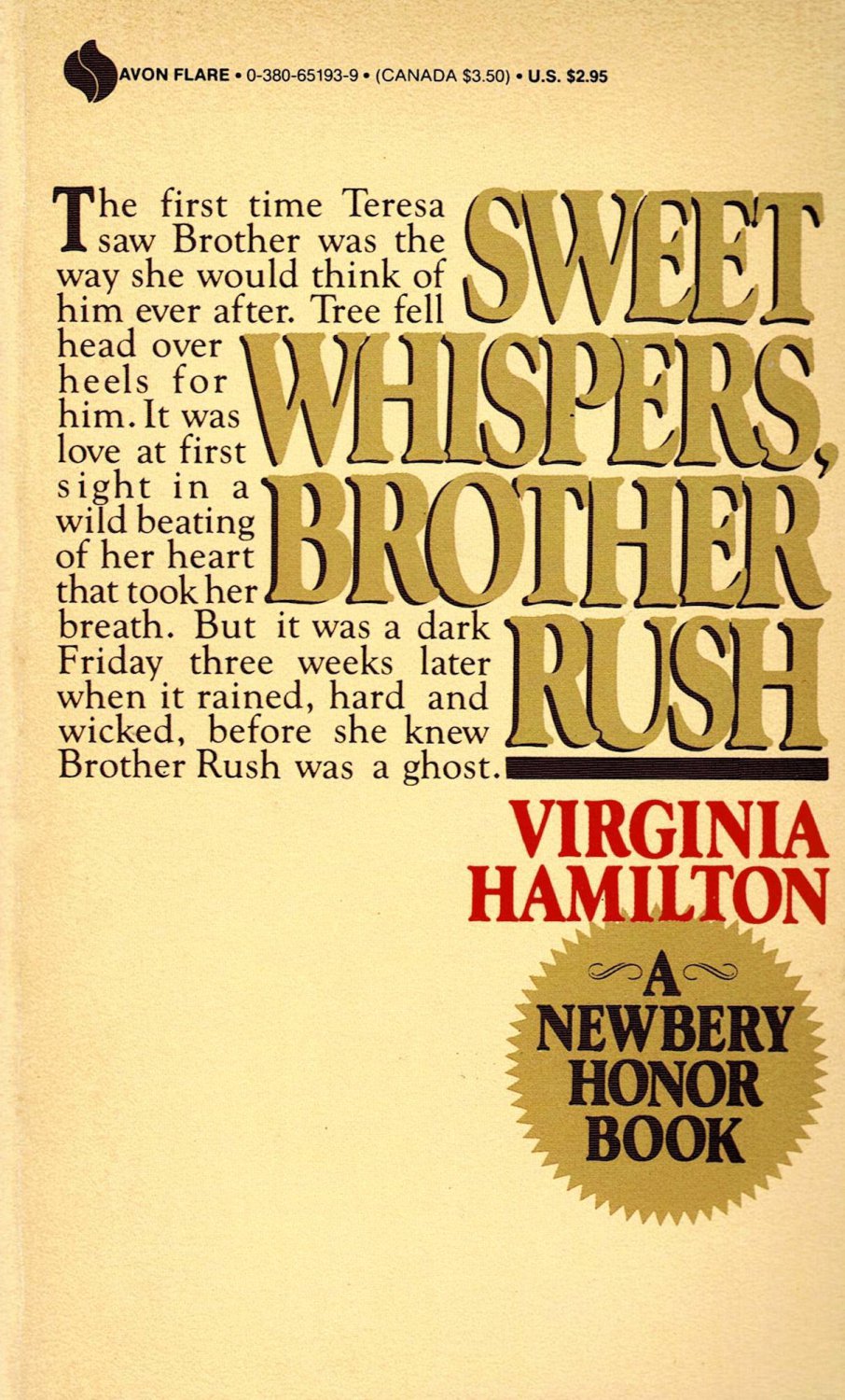 Sweet Whispers Brother Rush By Virginia Hamilton Young Adults Paperback Book Vintage 1983