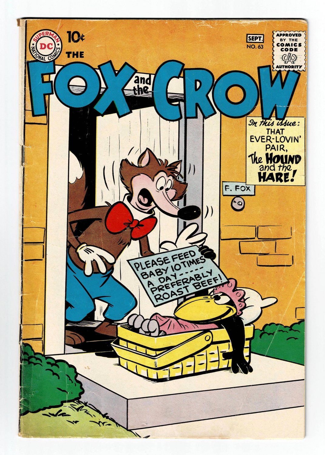 The Fox and The Crow No. 63 September Comic Book Vintage 1960