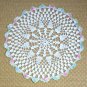 Handmade White Crocheted Doily Colored Edges Scalloped 10" Doilies Vintage 1950s