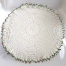 Handmade 19" White Red Green Crocheted Doily Doilies Vintage 1960s Handmade 19" White Red Green Crocheted Doily Doilies Vintage 1960s