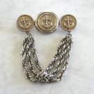 Large Unique Anchor Triple Chain Brooch Pin Vintage Jewelry 1960s Large Unique Anchor Triple Chain Brooch Pin Vintage Jewelry 1960s