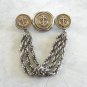 Large Unique Anchor Triple Chain Brooch Pin Vintage Jewelry 1960s
