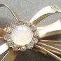 Large Jelly Belly Cabochon Rhinestone Bow Brooch Pin Vintage Jewelry 1950s