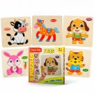 5 Wooden Pet Puzzles By Smart Kids Dog Rabbit Horse Cow Cat 48 Pc. Set For Ages 3 & Up