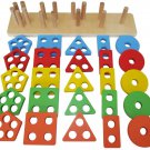 41 Piece Stack & Sort Geometric Wooden Peg Board Set For Kids Toddlers Educational Learning Toy