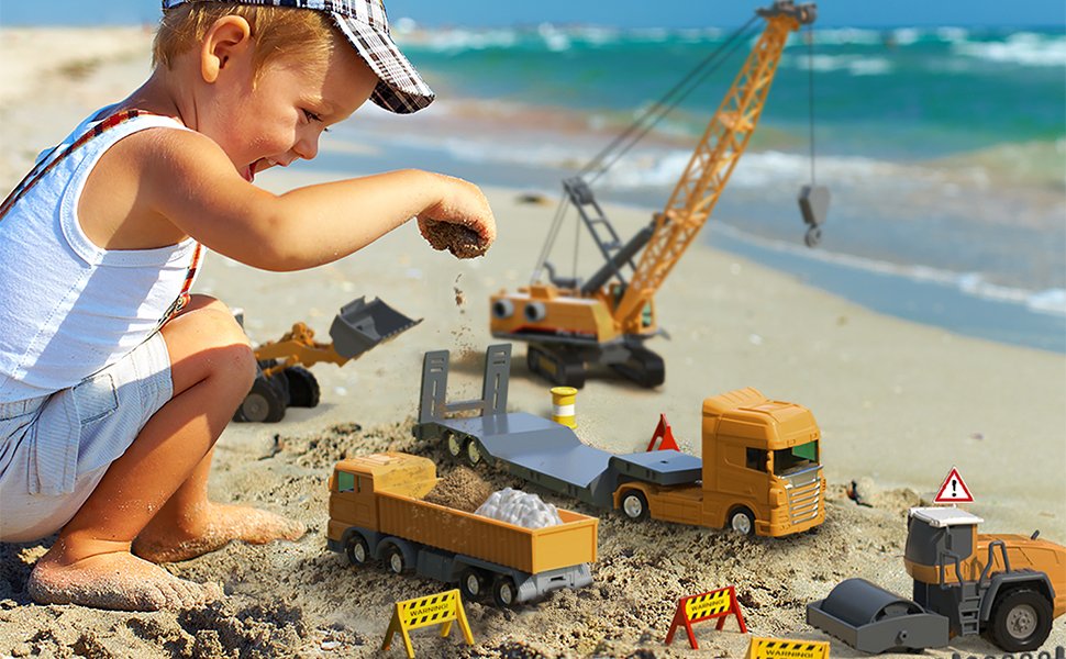 iPlay iLearn Construction Site Vehicles Toy Set Kids Engineering Playset 76 Pieces