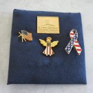 4 Lapel Tack Pins St. Jude Children's Research Hospital USA American Flag Cross Bow Angel