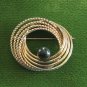Jade Gemstone Brooch Pin By Designer Danecraft 12kt Gold Vintage Jewelry 1950s