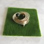 Jade Gemstone Brooch Pin By Designer Danecraft 12kt Gold Vintage Jewelry 1950s