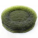 Strong Quality Fancy Green Glass Salad Dessert Dish Plate 5 Available Vintage 1960s