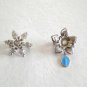 2 Sparkly Flower Aurora Borealis Rhinestone Brooches Pins Vintage Jewelry 1950s