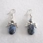 Blue Jasper Stone Dangle Silver Pierced Earrings Handcrafted Jewelry NEW