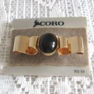 Black Cabochon Brooch Pin By Designer Coro Vintage Jewelry 1990s