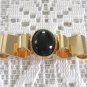 Black Cabochon Brooch Pin By Designer Coro Vintage Jewelry 1990s