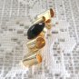 Black Cabochon Brooch Pin By Designer Coro Vintage Jewelry 1990s