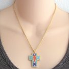 Colorful Cloisonne Cross Pendant Necklace By Designer Roman Inc. Religious Jewelry Religion Colorful Cloisonne Cross Pendant Necklace By Designer Roman Inc. Religious Jewelry Religion