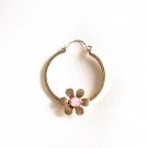 Opal Like Frosted Pink Stone Flower Gold Hoop Single Pierced Earring Vintage 1980s Opal Like Frosted Pink Stone Flower Gold Hoop Single Pierced Earring Vintage 1980s