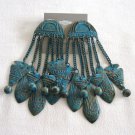 Large Turquoise Color Dangle Style Earrings Retro Vintage Jewelry 1980s Large Turquoise Color Dangle Style Earrings Retro Vintage Jewelry 1980s