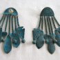 Large Turquoise Color Dangle Style Earrings Retro Vintage Jewelry 1980s