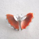 Natural Orange Coral Seashell Butterfly Brooch Pin Vintage Jewelry 1980s