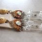 Large Aurora Borealis Beaded Dangle Clip On Earrings Designer Avery Quinn Vintage 1970s