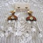 Large Aurora Borealis Beaded Dangle Clip On Earrings Designer Avery Quinn Vintage 1970s