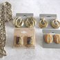 Fancy Long Gold Link Necklace & 4 Pair Pierced Earrings 5 Pieces Sears Vintage Jewelry