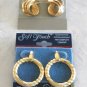 Long Gold Chain Necklace & 2 Pair Rhinestone Hoop Pierced Earrings 3 Pieces Vintage Jewelry Avon