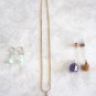 Agate Quartz Stone Pendants 2 Pair Pierced Earrings Gold Chain Necklace Monet 6 Pieces Vintage