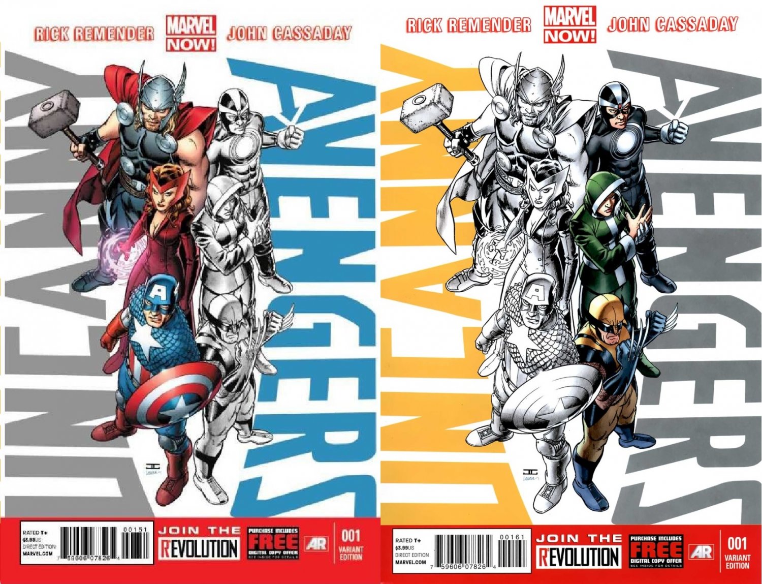 Uncanny Avengers #1 Avengers and Uncanny Team Variant Set [2012] VF/NM Marvel Comics
