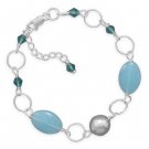 Aqua Jade Sterling Silver Bracelet--ACDS33600-7